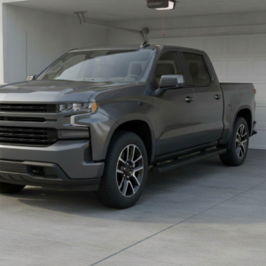 COMNOVA black running boards installed on Silverado or Sierra Crew Cab