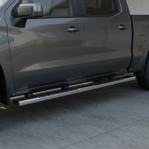 COMNOVA stainless running board installed on Silverado or Sierra Crew Cab